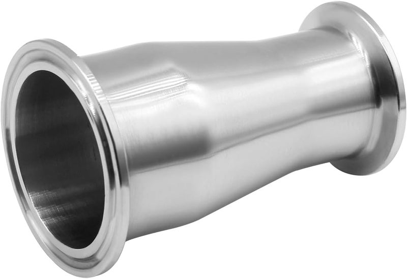 Fitvell Sanitary Tri Clamp Concentric Reducer 1.5" Tube OD to 2" Tube OD Tri Clamp Clover Fittings (pack of 2) - Image 4